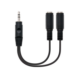 Nanocable Audio Stereo Cable 2x Jack 3.5mm Fêmea para Jack 3.5mm Macho 0.15m - Cor Preto