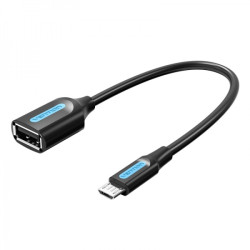 Cabo Vention OTG USB 2.0 Micro-B Macho a USB A Hembra - 0.15m - Cor Preto