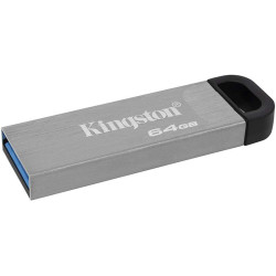 Kingston DataTraveler Kyson Memória USB 64GB - 3.2 Gen 1 - 200 MB/s em Leitura - Design Metálico - Cor Prata (Pendrive)