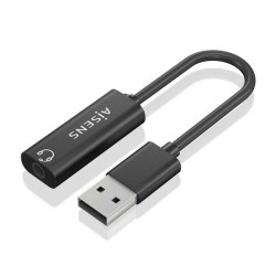 Conversor USB-A para Áudio Aisens 48KHz - USB-A/M-JACK 3.5/H - 10cm - Cor Preto