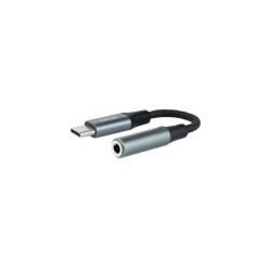 Nanocable Audio Jack 3.5mm Fêmea para USB-C Cabo Adaptador Macho - Cabo Terminado em Nylon - Conectores de Alumínio - Compriment