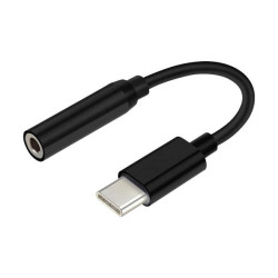 Aisens Conversor USB-C a Audio - Frecuencia de Muestreo 384KHz 32Bit - USB-C/M-JACK 3.5/H - 15cm - Cor Preto