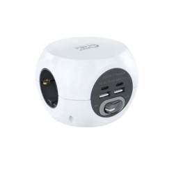 Base Nanocable de 3 Tomadas Tipo F + 2x USB-A e 2x USB-C com Switch - Cabo de 1,40m