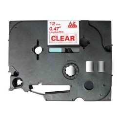 Brother TZe132 Genérico Laminated Label Tape - Texto vermelho sobre fundo transparente - Largura 12mm x 8 metros