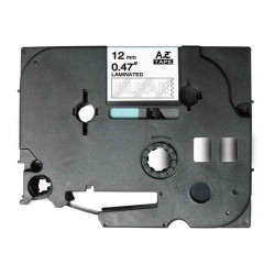 Brother TZe135 Genérico Laminated Label Tape - Texto branco sobre fundo transparente - Largura 12mm x 8 metros