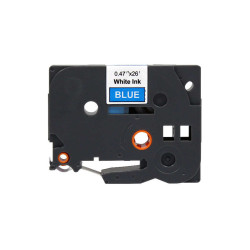 Brother TZe535 Genérico Laminated Label Tape - Texto branco sobre fundo azul - Largura 12mm x 8 metros