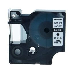 Dymo D1 45803 Fita de Etiquetas Genérica para Rotuladora - Texto preto sobre fondo branco - Largura 19mm x 7 metros - Substitui