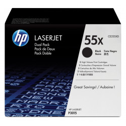 HP CE255XD Preto Pack de 2 Cartuchos de Toner Original - 55X