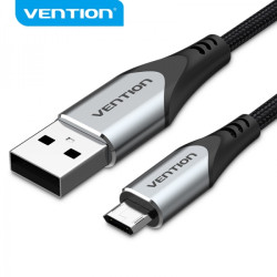 Cabo Vention USB 2.0 Macho a MicroUSB Macho - 0.5m - 3A 480Mbps - Cor Preto