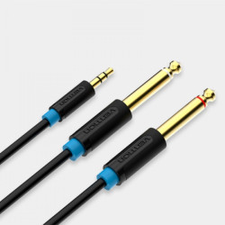 Vention Stereo Jack 3.5 Macho para 2x Jack 6.5 Macho - 1.5m - Cor Preto
