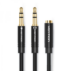 Vention Cabo Estéreo 2x Jack 3.5 Macho para Jack 3.5 Fêmea - 0.3m - Cor Preto