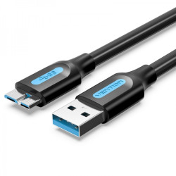 Cabo Vention USB 3.0 Macho a MicroUSB Macho - 2A - 10W - 5Gbps - 1.5m - Cor Preto