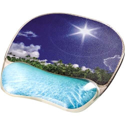 Tapete de Descanso de Pulso Fellowes com Foto em Gel - Alivia Pontos de Pressão - Base Antiderrapantete - Design de Praia Tropic