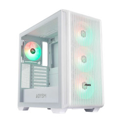 Abysm Danube Kamp BX300 Branco ATX, ITX, Micro ATX Tower Case - Lado de Vidro Temperado - 3,5" e 2,5" - USB-A, USB-C e Áudio - 4