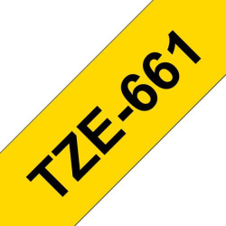 Brother TZe661 Fita Etiqueta Laminada Genérica - Texto preto sobre fundo amarelo - Largura 36mm x 8 metros
