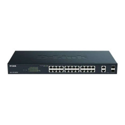 Interruptor D-Link Semigestionável 24 Puertos Gigabit PoE 370W + 2 Puertos Combo