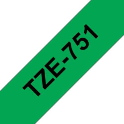 Brother TZe751 Genérico Laminated Label Tape - Texto preto sobre fundo verde - Largura 24mm x 8 metros