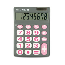Calculadora de mesa Milan de 8 dígitos - Teclas grandes - Desligar automático - Cinzento e rosa