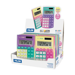 Mala Milan Pocket Expositor com 12 calculadoras de bolso - 8 dígitos - Toque suave - Cores sortidas