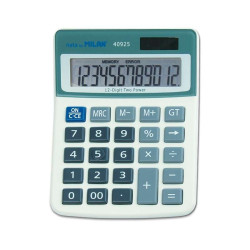 Calculadora de secretária Milan de 12 dígitos - 3 teclas de memória - Desligar automático - Branco/Azul