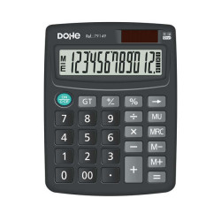 Calculadora eletrónica de secretária Dohe - Visor LCD de 12 dígitos - Energia solar e por bateria - Teclas grandes