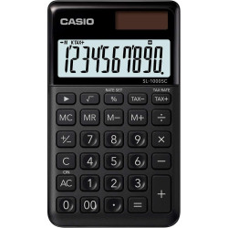 Calculadora de bolso Casio SL-1000SC - Extra grande com 10 dígitos - Alimentada a energia solar e bateria - Cor preta