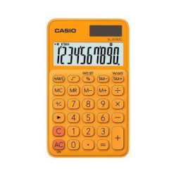 Calculadora de bolso Casio SL-310UC - Calculadora de impostos - Ecrã LCD de 10 dígitos - Energia solar e baterias - Laranja