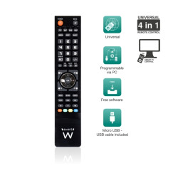 Ewent Comando universal 4 em 1 - programável com cabo micro USB e PC - preto