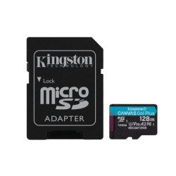 Kingston Cartão Micro SDXC 128 GB UHS-I U3 V30 Classe 10 200 MB/s Canvas Go Plus com adaptador