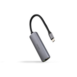 Nanocable Adaptador de rede USB-C para Gigabit Ethernet 10/100/1000 Mbps - USB-C 100W - Alumínio - 18 cm - Cor Cinza