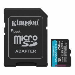 Kingston Cartão Micro SDXC 256 GB UHS-I U3 V30 Classe 10 200 MB/s Canvas Go Plus com adaptador
