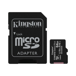 Kingston Cartão Micro SDXC 64 GB Classe 10 100 MB/s Canvas Select Plus + Adaptador SD